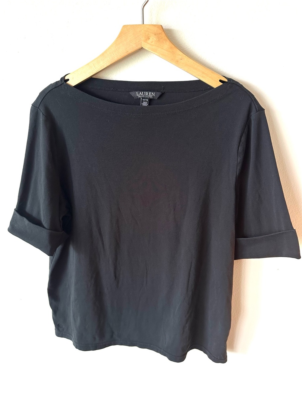 Ralph Lauren Black Boatneck Elbow-Sleeve Tee